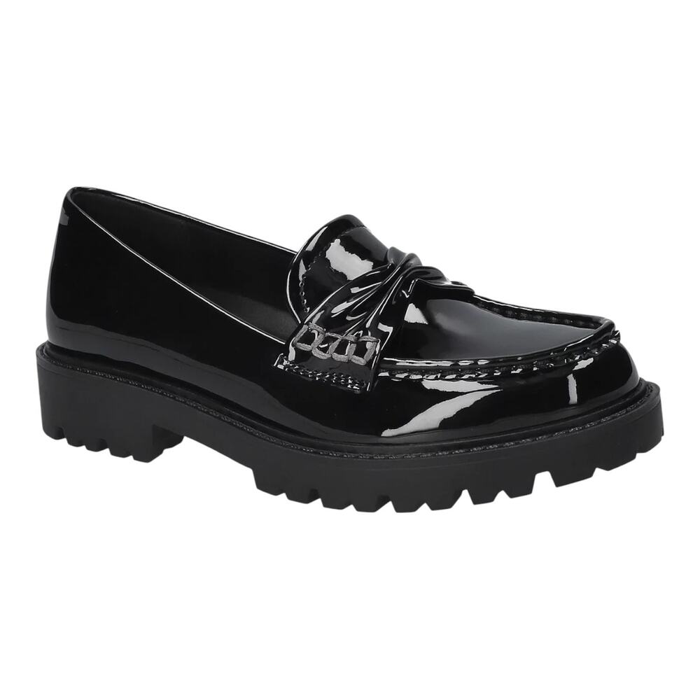 Bella Vita Women's Avalon Leather Platform Loafers Black Patent Size 8